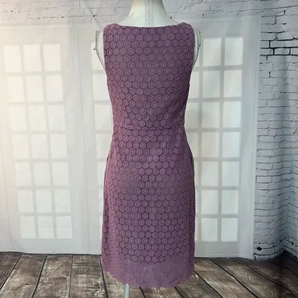 Maeve Anthropologie lavender Purple Lace Sleeveless sheath Dress Size 4 - Picture 5 of 9